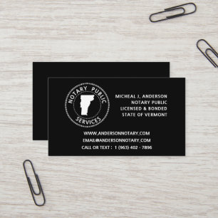 Vermont Notary Public Services Visitkort