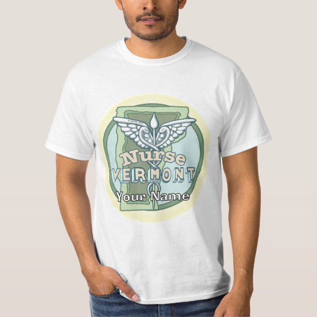 Vermont Nurse Caduceus T Shirt (Framsida)