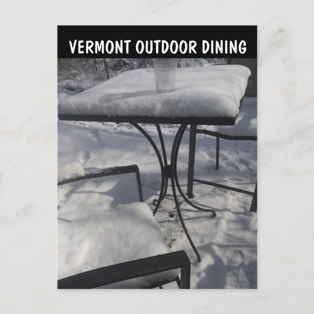 VERMONT OUTDOOR WINTER DINING POSTCARDS VYKORT (Framsida)