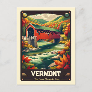 Vermont Patriotisk Vintage Vykort