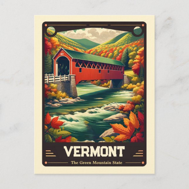 Vermont | Patriotisk Vintage Vykort (Framsida)