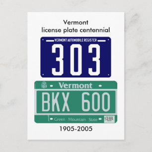 Vermont-registreringsskylt centrerat vykort