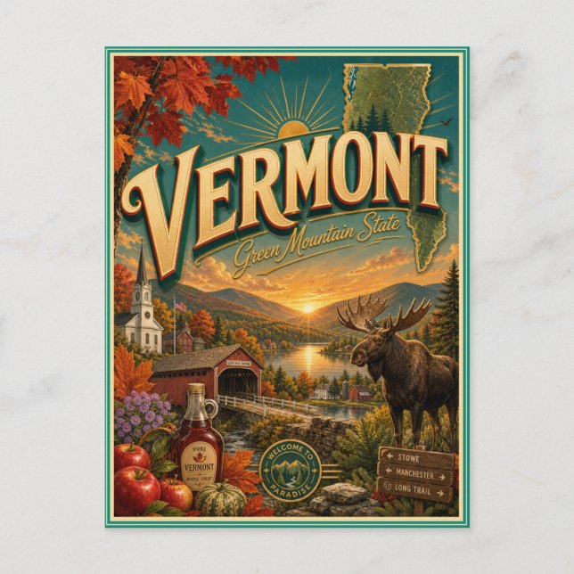 Vermont Retro Resminner Postkort Vykort (Framsida)
