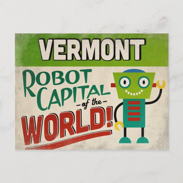 Vermont Robot - Funny Vintage Vykort (Framsida)