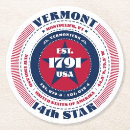 Vermont Rött vitt blått typografi Underlägg Papper Rund