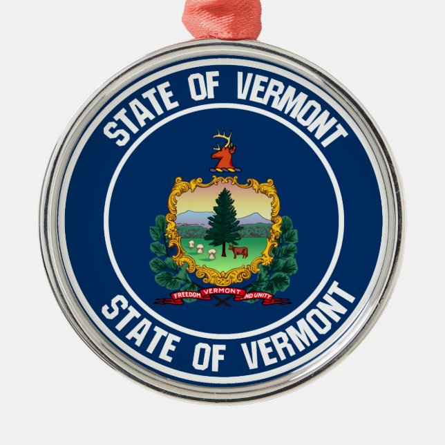 Vermont Round Emblem Julgransprydnad Metall (Framsidan)