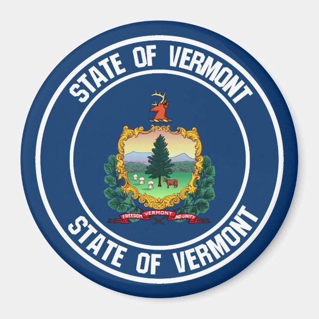 Vermont Round Emblem Magnet (Framsidan)