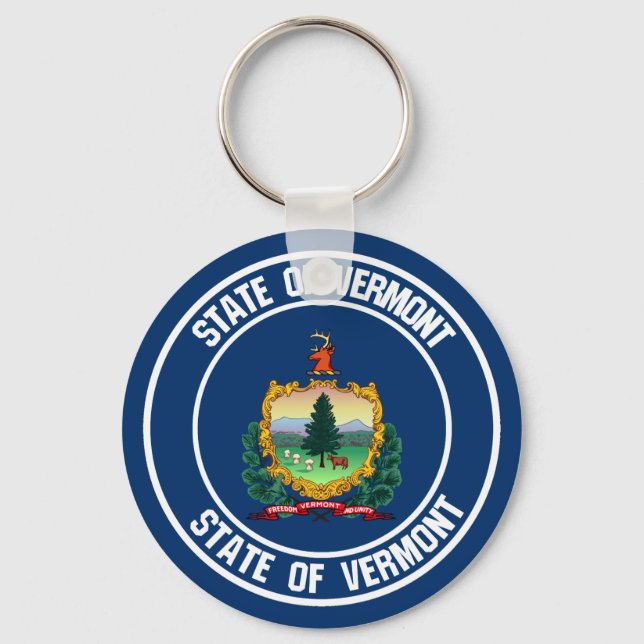 Vermont Round Emblem Nyckelring (Framsida)