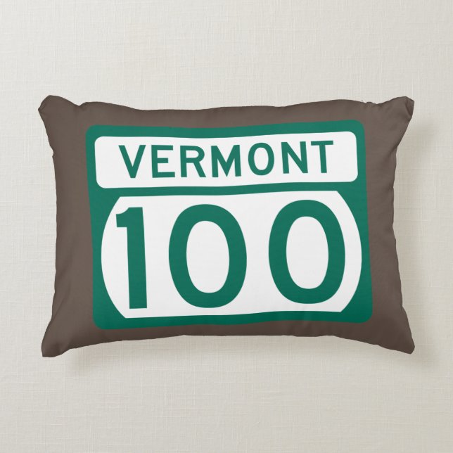 Vermont Route 100-vägskylt Prydnadskudde (Framsidan)