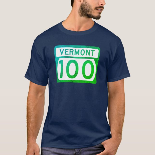 Vermont Route 100-vägskylt (västerut) T-Shirt (Framsida)