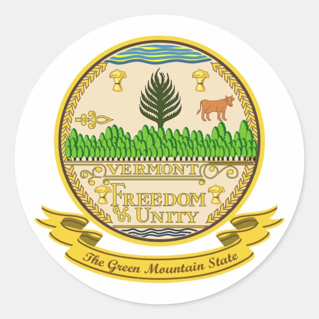 Vermont Seal Runt Klistermärke (Framsida)