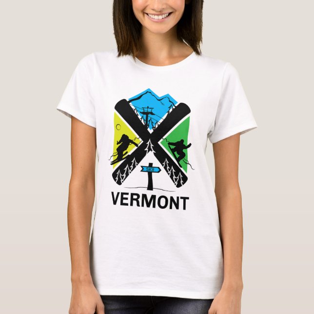 Vermont Ski T Shirt - Skiing And Snowboard Accesso (Framsida)