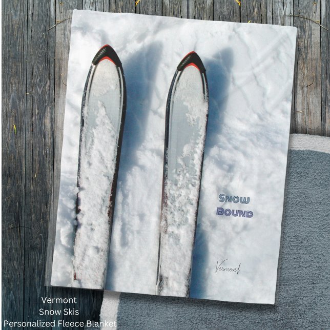 Vermont Snö Ski Fleece Blanket (Vermont Snow Skis Personalized Fleece Balnket)
