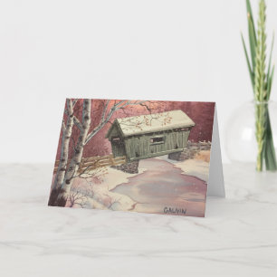 Vermont Snowy Covered Bridge-julkort Helgkort