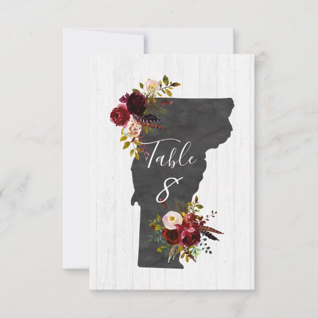 Vermont State Destination Bröllops Bordnummer Inbjudningar (Framsida)