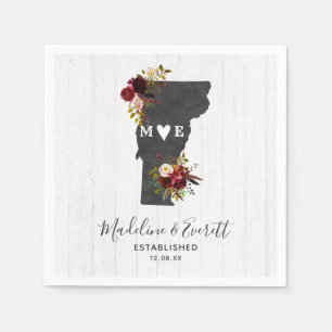 Vermont State Destination Rustic Bröllop Monogram Pappersservett