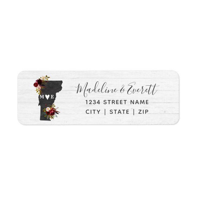 Vermont State Destinations-Returadress Returadress Etikett (Framsidan)