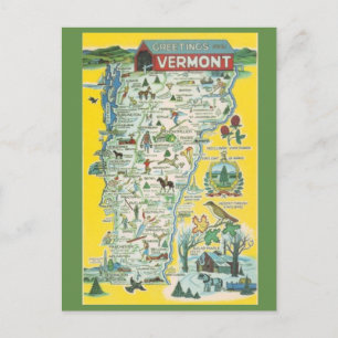 Vermont State Karta vykort