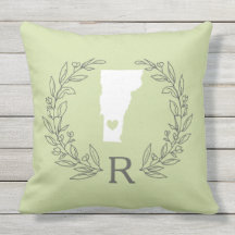 Vermont- state karta wandedeleum löv monogram