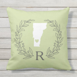 Vermont- state karta wandedeleum löv monogram kudde