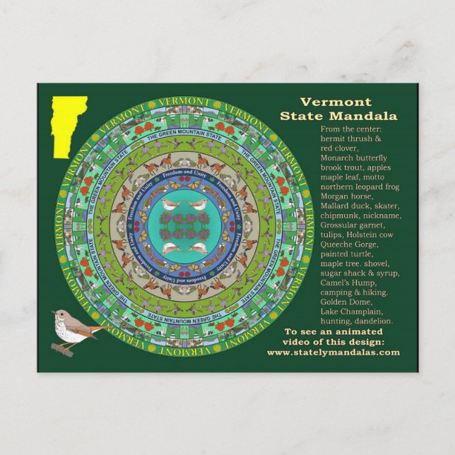 Vermont State Mandala vykort (Framsida)