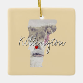 Vermont State Photo infoga och City namn Julgransprydnad Keramik