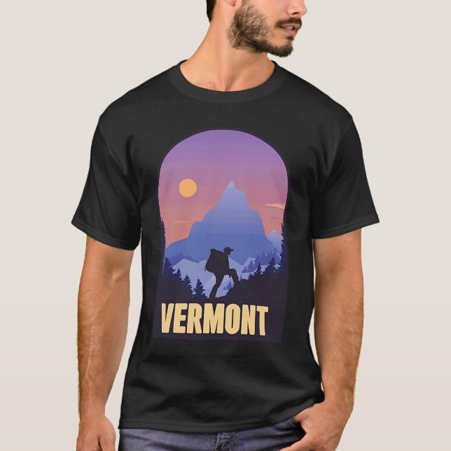 Vermont State USA Hiking Resa Souvenir T Shirt (Framsida)