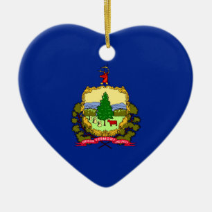 Vermont Statlig flagga Design Julgransprydnad Keramik
