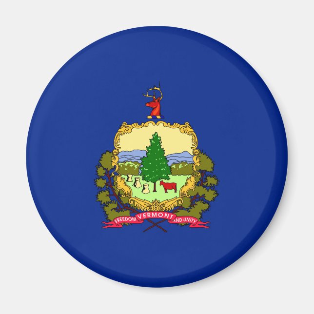 Vermont Statlig flagga Design Magnet (Framsidan)