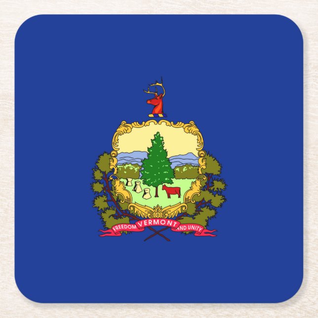 Vermont Statlig flagga Design Underlägg Papper Kvadrat (Framsidan)