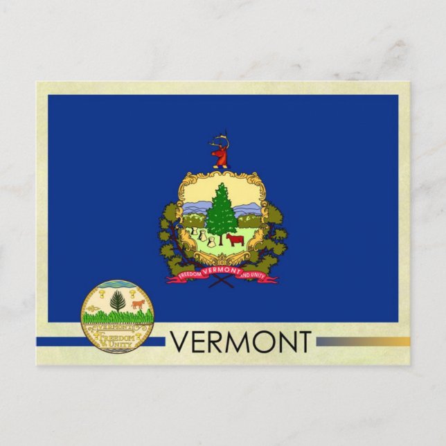 Vermont Statlig flagga och Seal Vykort (Framsida)