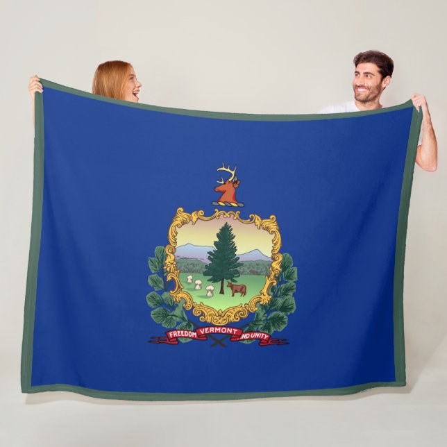 Vermont Statlig flagga Print Patriotc Fleecefilt (På plats)
