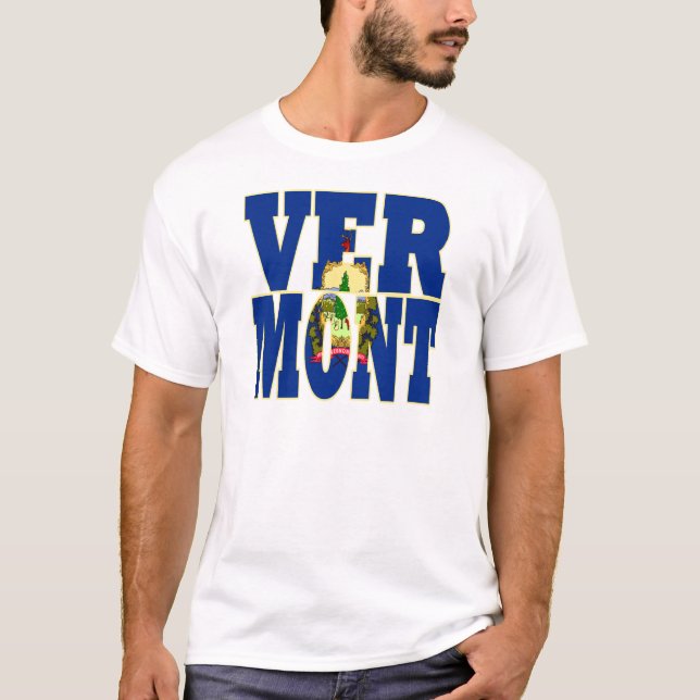 Vermont statlig flagga t shirt (Framsida)