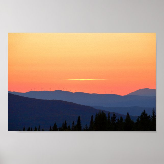 Vermont Sunset with Vind Turbines Poster (Framsidan)
