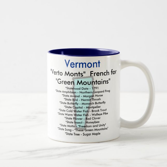 Vermont symboler & karta Två-Tonad mugg (Höger)