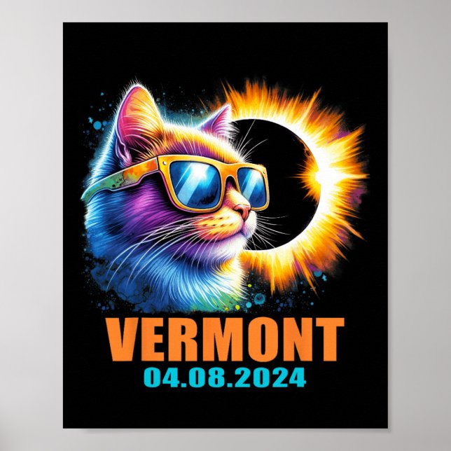 Vermont Total Solar Eclipse 2024 Cat Solar Eclipse Poster (Framsidan)