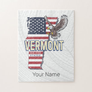 Vermont United Stater Retro State Karta Vintage US Pussel