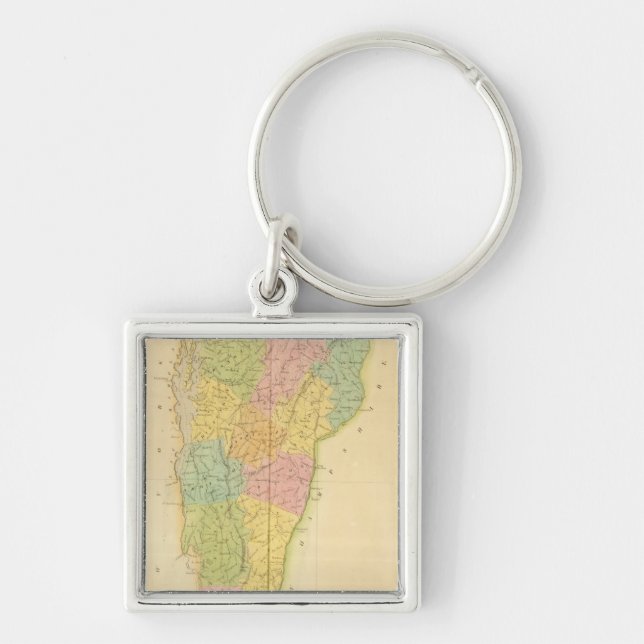 Vermont US Fyrkantig Silverfärgad Nyckelring (Framsidan)
