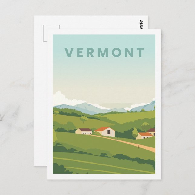Vermont USA Berömd Travel Ställe Illustration Vykort (Fram/baksida)