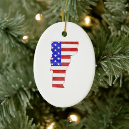 Vermont USA flagga silhuette, karta Julgransprydnad Keramik