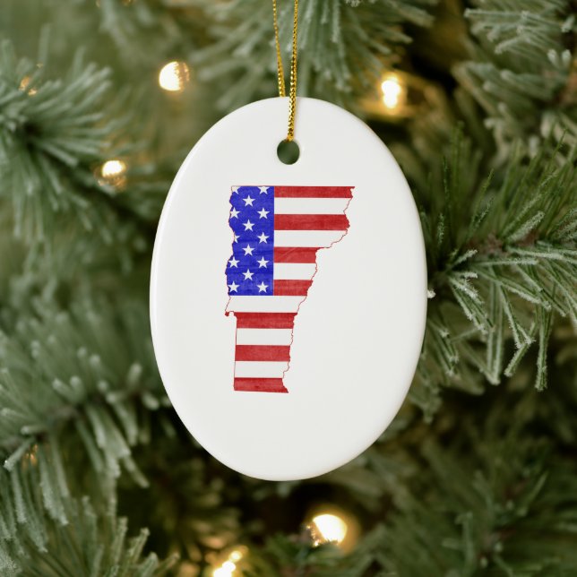 Vermont USA flagga silhuette, karta Julgransprydnad Keramik (Träd)