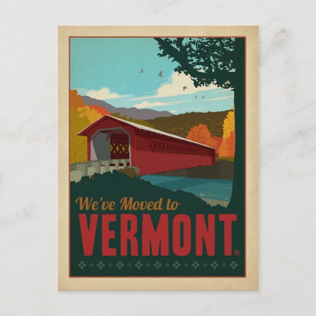 Vermont | Vi har flyttat Inbjudan Vykort (Framsida)