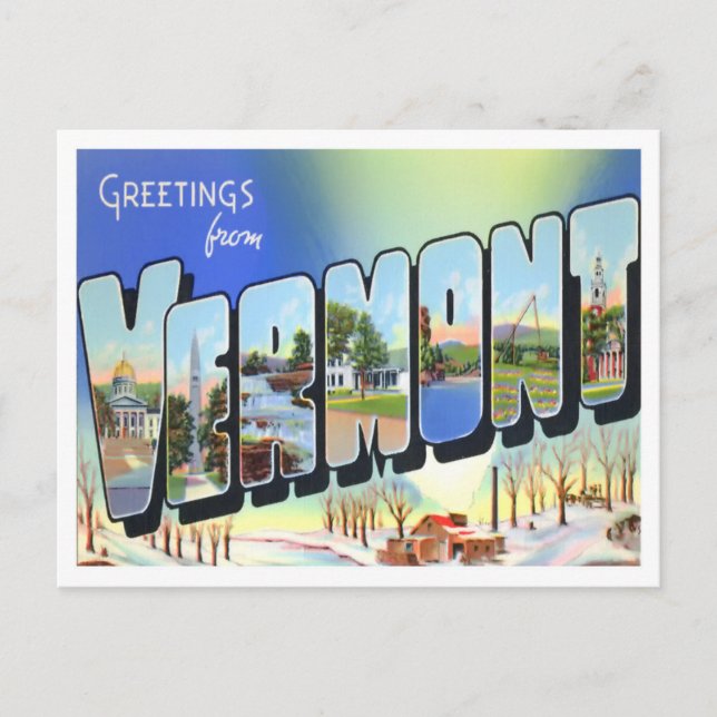 Vermont Vintage Big Letters Vykort (Framsida)