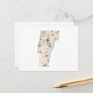 Vermont Vintage Bild Karta Antique State Diagram Vykort