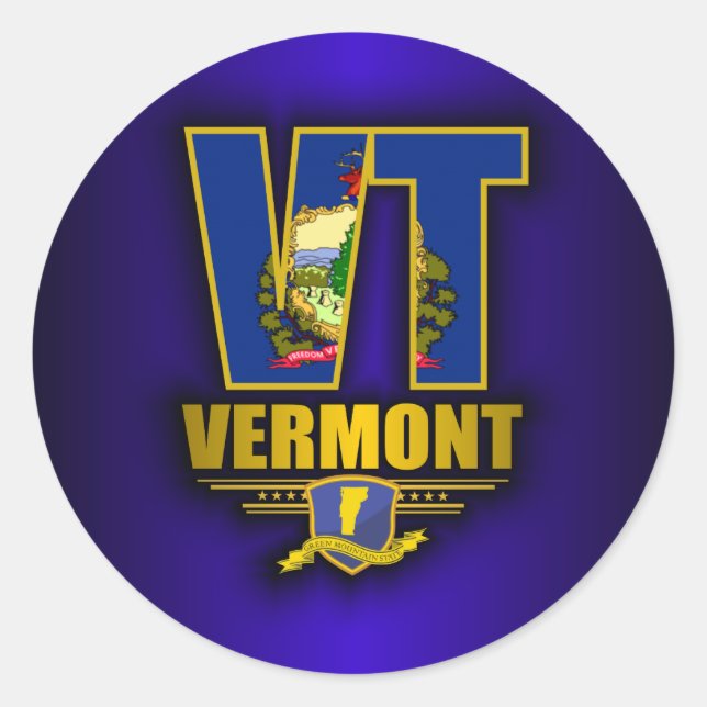 Vermont (VT) Runt Klistermärke (Framsida)