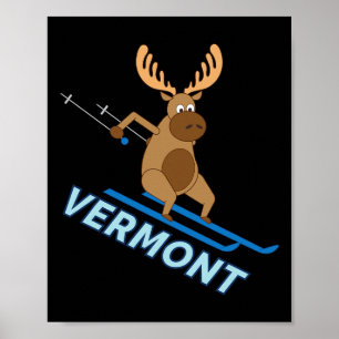 Vermont Vt Skidning Älg Vinter Tröja Poster