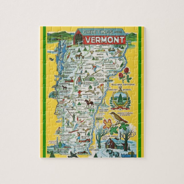 Vermont vycard Karta Jigszle Puzzle Pussel (Vertikal)