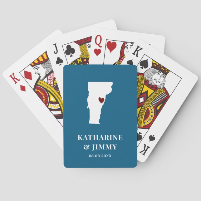 Vermont Wedding Favor Deck of Cards, delstaten Kar Casinokort (Baksidan)
