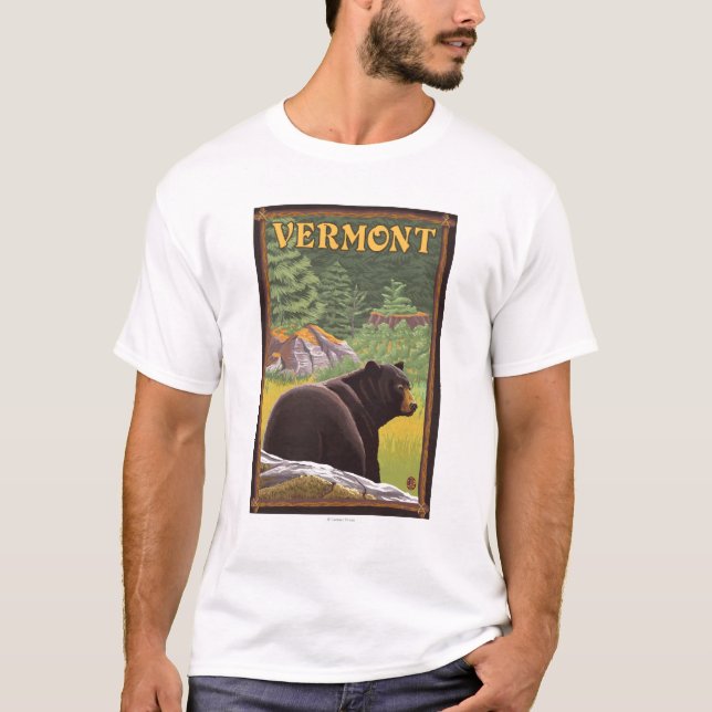 VermontBlack björn i skog T-shirt (Framsida)
