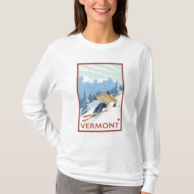 VermontDownhill Skierplats Tee Shirt (Framsida)